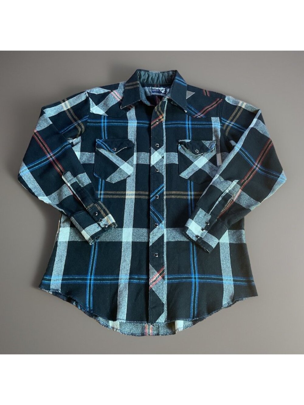 Vintage Wrangler Pearl Snap Cowboy Cut Single Needle Flannel Shirt Men’s Western